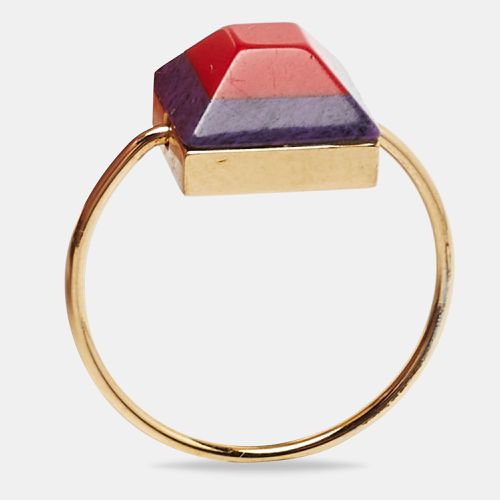 Fendi Resin Gold Tone Ring Size 52 - Fendi - Modalova