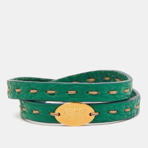 Fendi Selleria Leather Gold Tone Double Wrap Bracelet - Fendi - Modalova