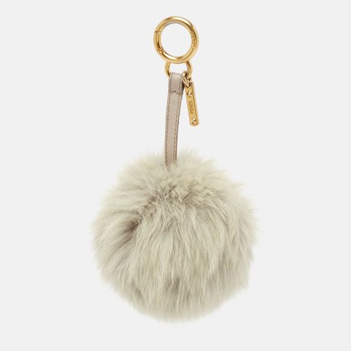 Fendi Grey Fur and Leather Pom Pom Bag Charm - Fendi - Modalova