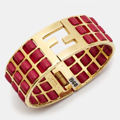 Fendi Fendista Leather Gold Tone Bracelet M - Fendi - Modalova