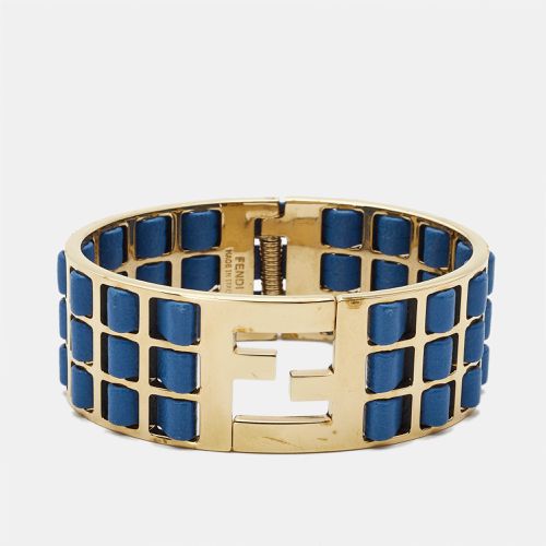 Fendi Fendista Woven Leather Gold Tone Bracelet M - Fendi - Modalova