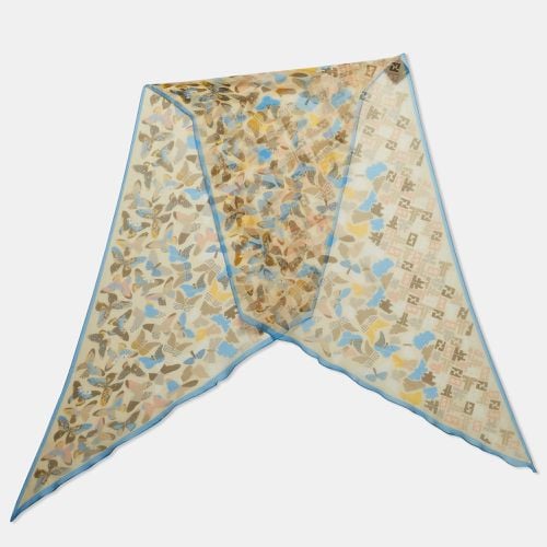 Fendi Multicolor Zucca and Butterfly Print Silk Scarf - Fendi - Modalova