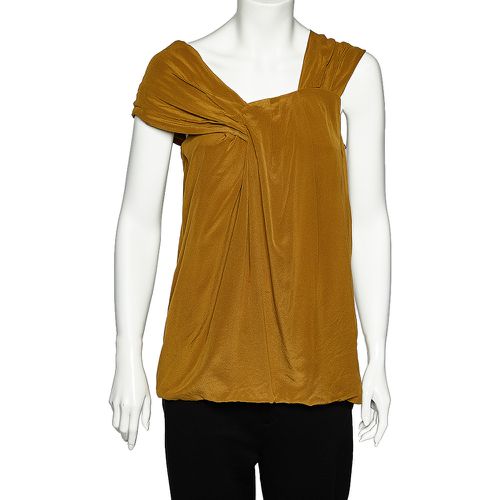 Olive Silk Draped Sleeve Detail Top M - Fendi - Modalova