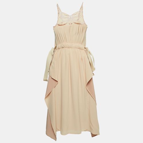 Dusty Silk Lace Trim Ruffled Midi Dress S - Fendi - Modalova