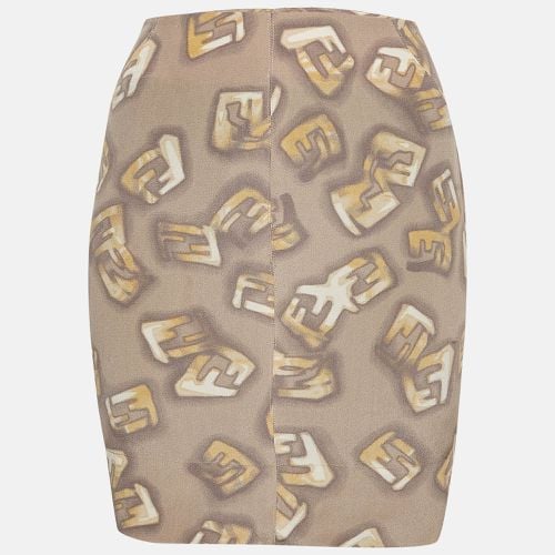 Fendi Grey Logo Monogram Printed Silk Mini Skirt M - Fendi - Modalova