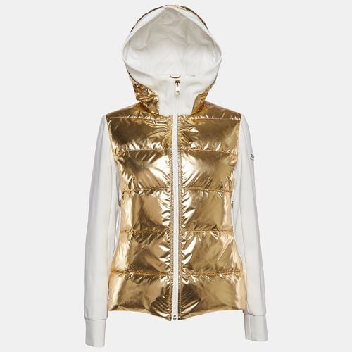 Fendi Gold/White Synthetic & Jersey Quilted Down Hoodie Jacket M - Fendi - Modalova