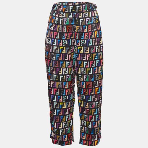 Fendi Black FF Print Satin Cropped Fun Fair Pants M - Fendi - Modalova