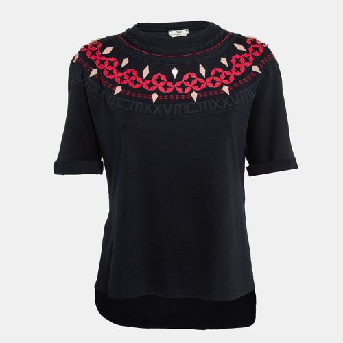 Fendi Black Embellished Cotton T-Shirt S - Fendi - Modalova