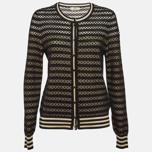 Fendi Black/Beige Silk Patterned Knit Cardigan M - Fendi - Modalova