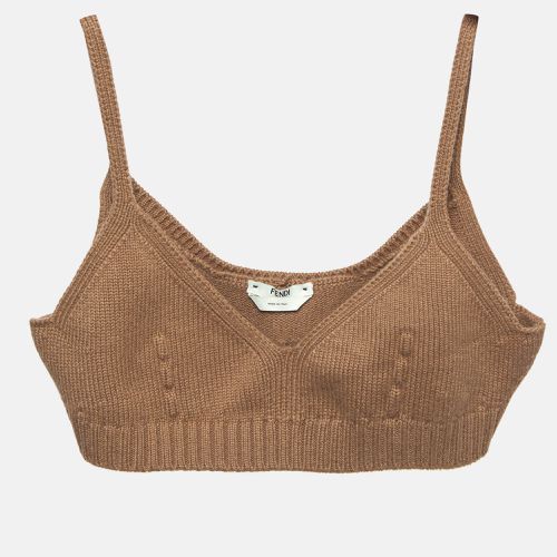 Fendi Brown Cashmere Knit Bralette Top M - Fendi - Modalova