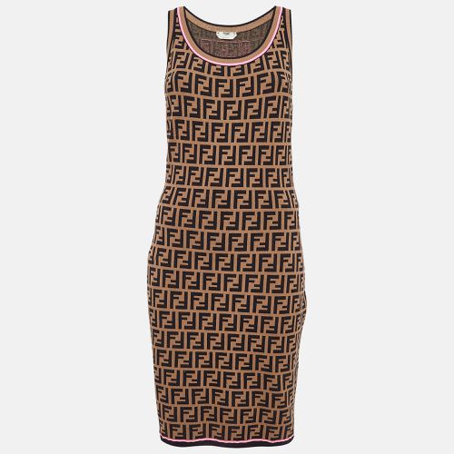 Fendi Brown Zucca Patterned Knit Sleeveless Bodycon Dress M - Fendi - Modalova