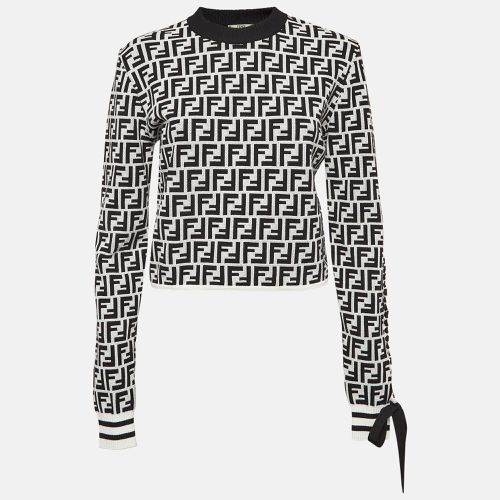 Monochrome Zucca Jacquard Knit Crop Sweatshirt L - Fendi - Modalova