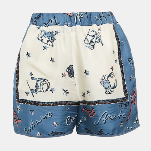 Fendi Blue/White Astrology Print Silk Shorts S - Fendi - Modalova