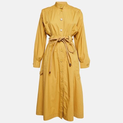 Mustard Cotton Button Front Belted Midi Dress S - Fendi - Modalova