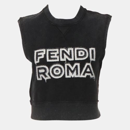 Fendi by Marc Jacobs Grey Cotton, Elastane Sleeveless Distressed Crop Top XS - Fendi - Modalova