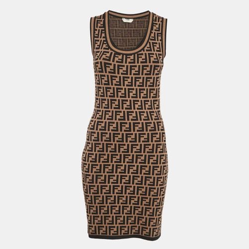 Fendi Brown Zucca Jacquard Knit Sleeveless Bodycon Dress S - Fendi - Modalova