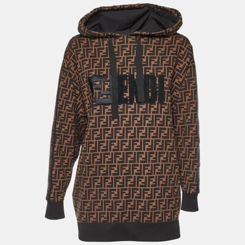 Fendi Brown FF Logo Print Cotton Hooded Sweatshirt S - Fendi - Modalova