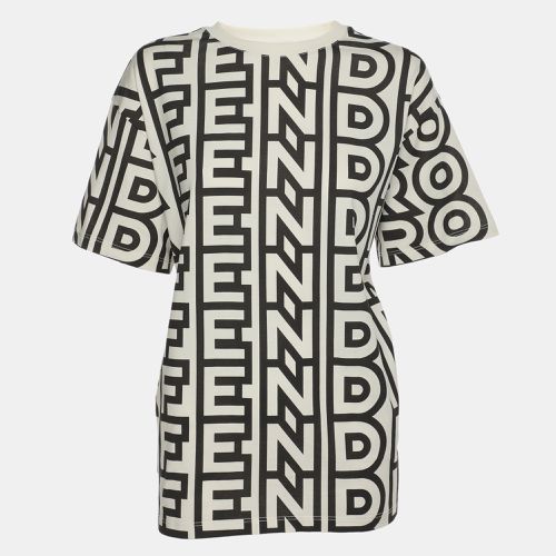 Black Logo Printed Crew Neck T-Shirt S - Fendi - Modalova