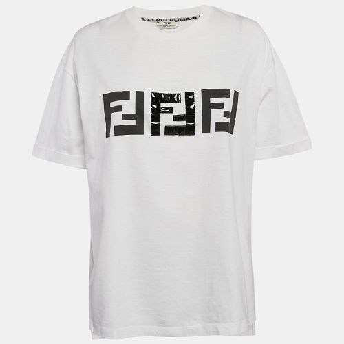 Embellished Logo Cotton Oversized T-Shirt L - Fendi - Modalova