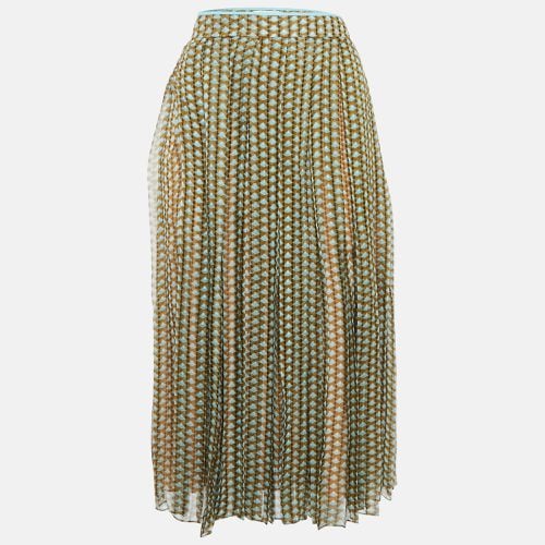 Printed Silk Pleated Midi Skirt M - Fendi - Modalova