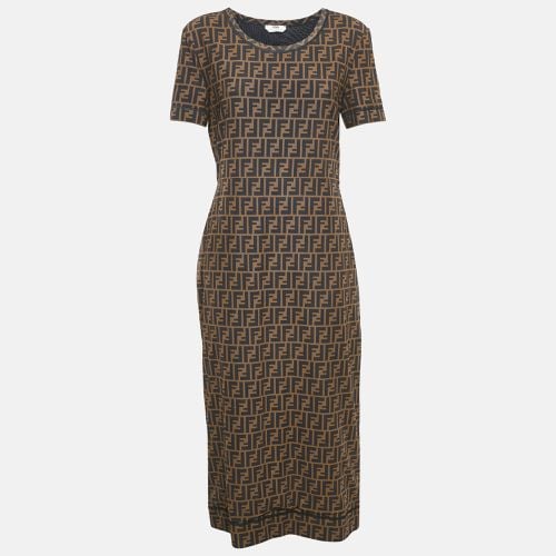 Zucca Print Jersey Round Neck Midi Dress L - Fendi - Modalova