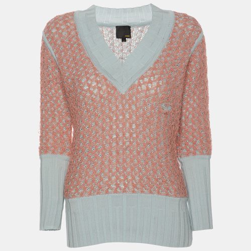 Fendi Peach/Light Blue Cotton Knit Blend Sweater S - Fendi - Modalova