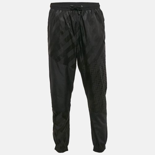 Fendi Black Nylon Monogram Motif Track Pants M - Fendi - Modalova