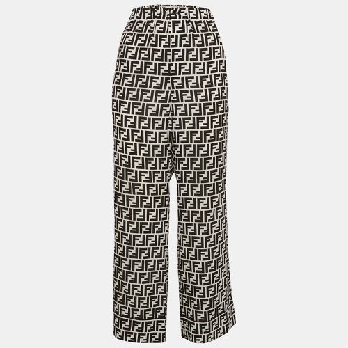 White Zucca Logo Print Silk Pants M - Fendi - Modalova