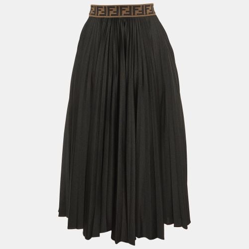 Fendi Black Jersey Logo Waist Band Pleated Midi Skirt S - Fendi - Modalova