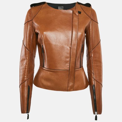 Fendi Brown Leather Zip-Up Jacket M - Fendi - Modalova