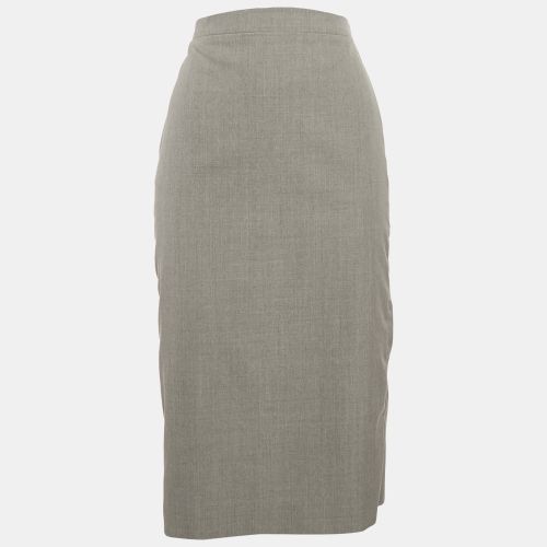 Fendi Grey Wool Zipper Detail Pencil Skirt M - Fendi - Modalova