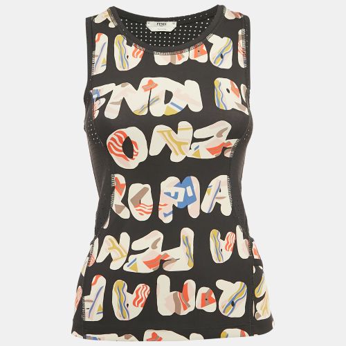 Fendi Black Printed Technical Jersey Tank Top S - Fendi - Modalova