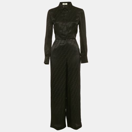 Fendi Black Zucca Jacquard Silk Pajama Top & Pants Set S - Fendi - Modalova