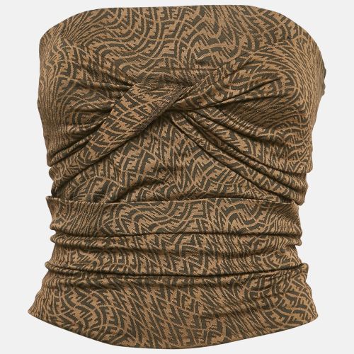 Fendi Brown FF Zucca Monogram Jacquard Knit Strapless Crop Top S - Fendi - Modalova