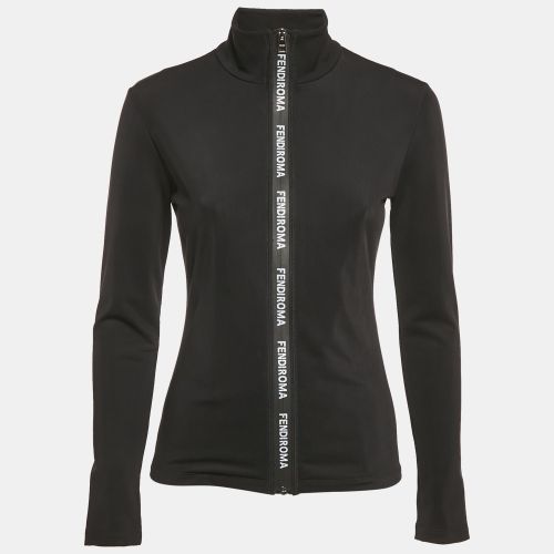 Fendi Black Jersey Logo Band Detail Zip-Up Jacket S - Fendi - Modalova