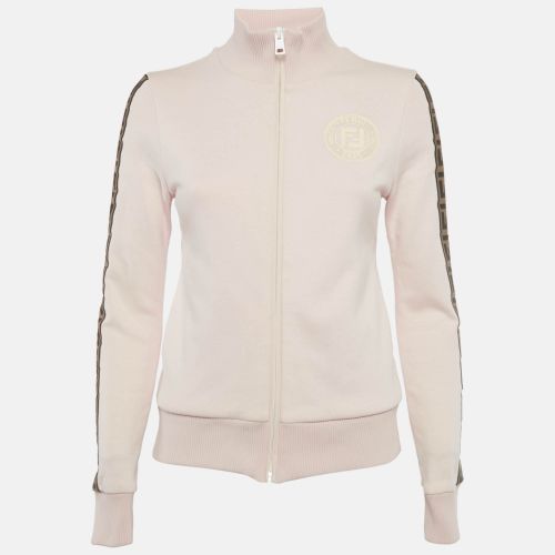 Fendi Pink Zucca Band Trim Cotton Zip-Up Jacket S - Fendi - Modalova