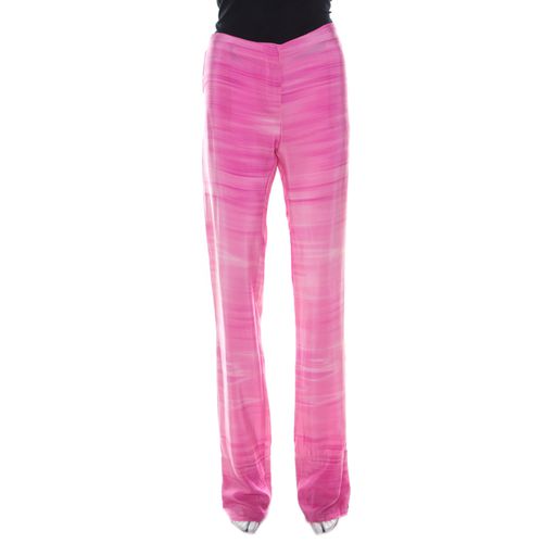 Fendi Pink Striped Crepe de Chine Silk Relaxed Trousers M - Fendi - Modalova