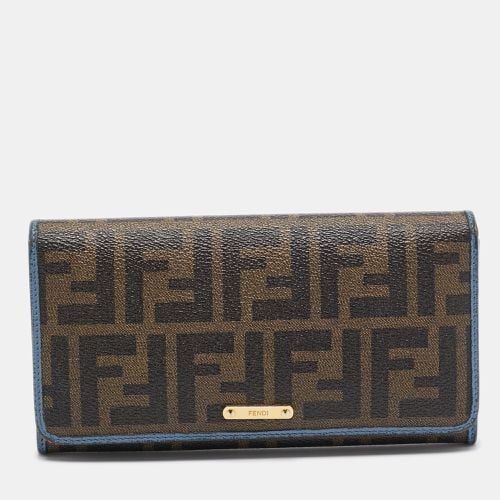 Fendi Brown/Blue Zucca Coated Canvas and Leather Flap Continental Wallet - Fendi - Modalova