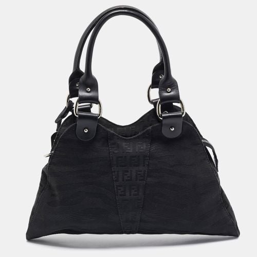 Fendi Black Zuchinno Fabric and Leather Devil Trapezio Tote - Fendi - Modalova