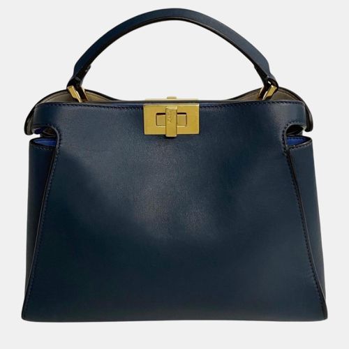 Fendi Navy Blue Peekaboo Leather Handbag - Fendi - Modalova