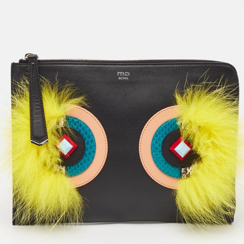 Fendi Multicolor Leather and Snakeskin Dolce Monster Clutch - Fendi - Modalova