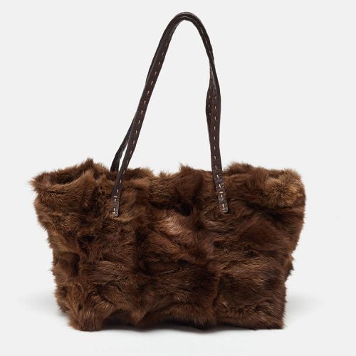 Fendi Brown Mink Fur and Leather Selleria Tote - Fendi - Modalova