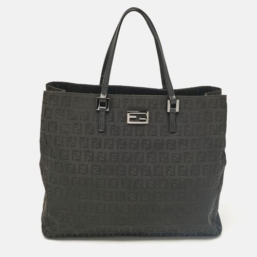 Fendi Black Zucchino Fabric and Leather Tote - Fendi - Modalova