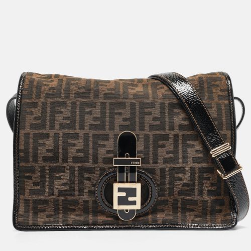 Tobacco Zucca Canvas and Patent Leather Mama Flap Shoulder Bag - Fendi - Modalova