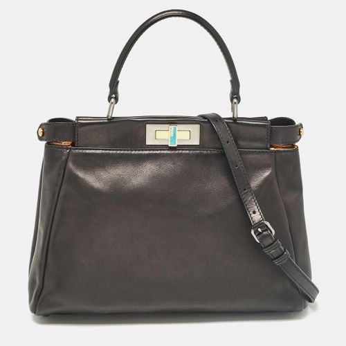 Fendi Black Leather Medium Peekaboo Top Handle Bag - Fendi - Modalova