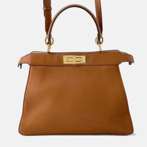 Fendi Brown Leather Medium Peekaboo ISeeU Top Handle Bag - Fendi - Modalova