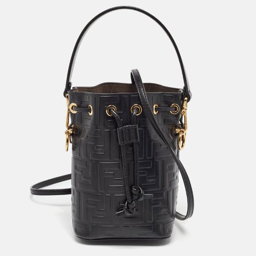 Fendi Black Zucca Leather Mini Mon Tresor Drawstring Bucket Bag - Fendi - Modalova