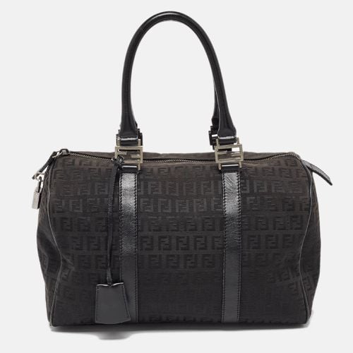 Fendi Black Zucchino Canvas and Leather Forever Bauletto Boston Bag - Fendi - Modalova