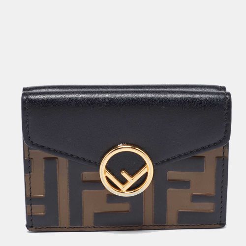 Black Zucca Leather F is Trifold Wallet - Fendi - Modalova