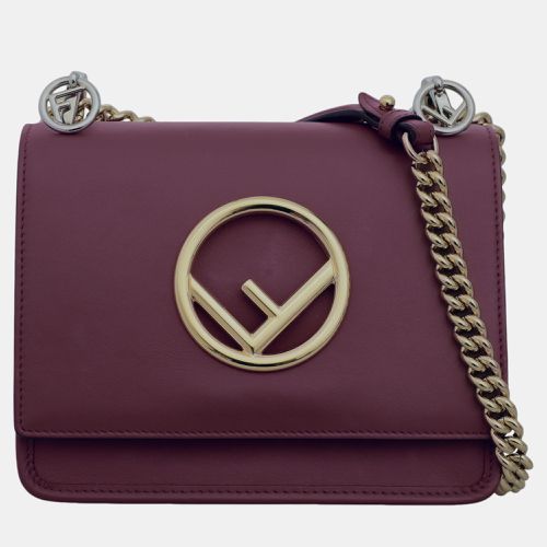 Fendi Maroon Leather Kan F Logo Chain Shoulder Bag - Fendi - Modalova